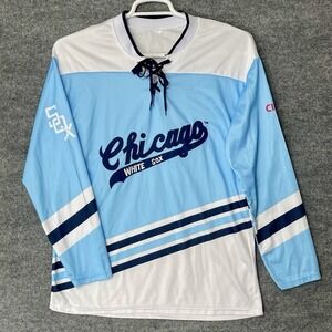 Chicago White Sox Shirt Men Size Medium Blue Hockey Jersey Giveaway SGA Baseball
